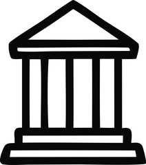 Classic greek temple icon symbolizing government law justice and architecture educational representation of historical buildings