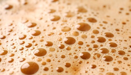 Close Up of Coffee Foam with Bubbles on Surface in Warm Tones
