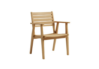Mid-Century Modern Armchair: Simple Wooden Chair Design Isolated on Transparent Background