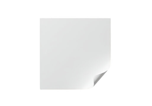 Blank white paper sheet with curled corner isolated on transparent background