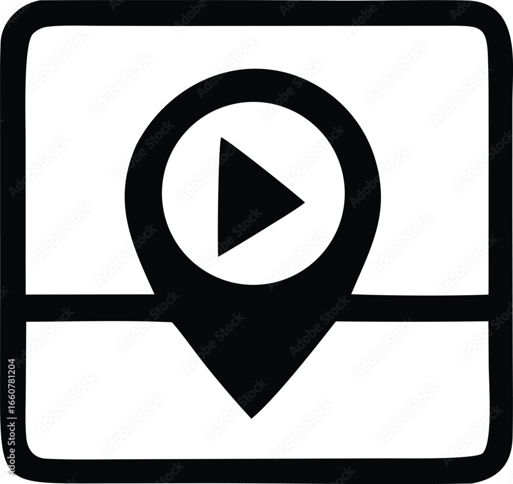 Aufkleber creative media player location pin icon symbol graphic design element for digital content and naviga