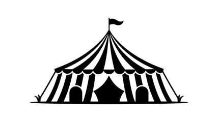 Classic black and white striped circus tent icon © Anukul Debnath