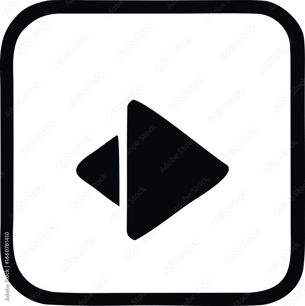 Poster Simple black right arrow icon with rounded square outline ideal for media player controls or ui navigation elements