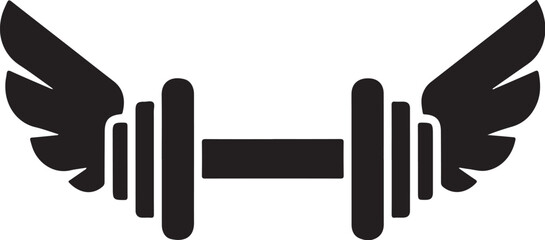 Fitness exercise wellness related icon vector art of dumbbell with wings isolated background