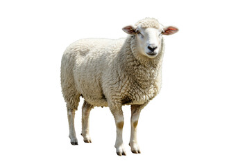 Fototapeta premium A fluffy white sheep standing on a transparent background