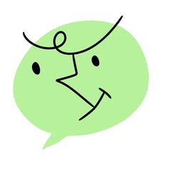 cute green face cartoon on white