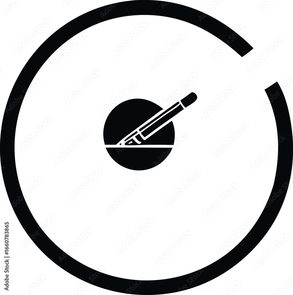 Poster conceptual graphic of a stylus pen interacting with a circular interface element symbolizing digital