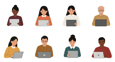 Set of business people icons with cartoon avatars.