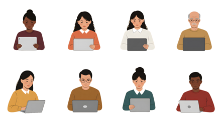 Set of business people icons with cartoon avatars.