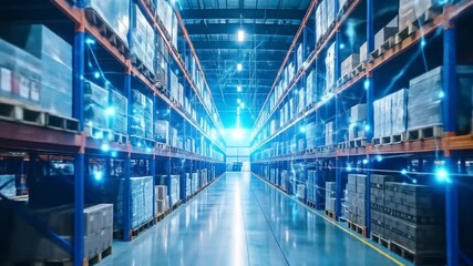 Modern warehouse technology interior - Powered by Adobe