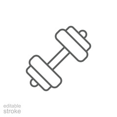 Dumbbell icon. Simple outline style. Weight, gym, strength, exercise, fitness, dumbbell, barbell, power, athletic, weights concept. Thin line symbol. Vector isolated design editable stroke