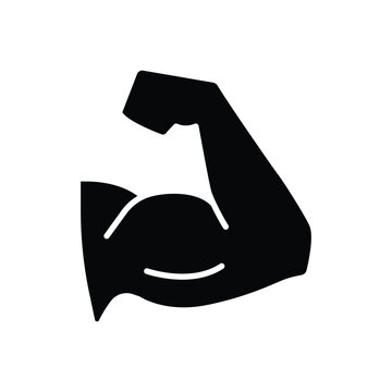 Arm icon. Simple solid style. Muscle, strong, power, protein, strength, bicep, man, hand, flex, body, muscular, exercise, health concept. Silhouette, glyph symbol. Vector isolated design