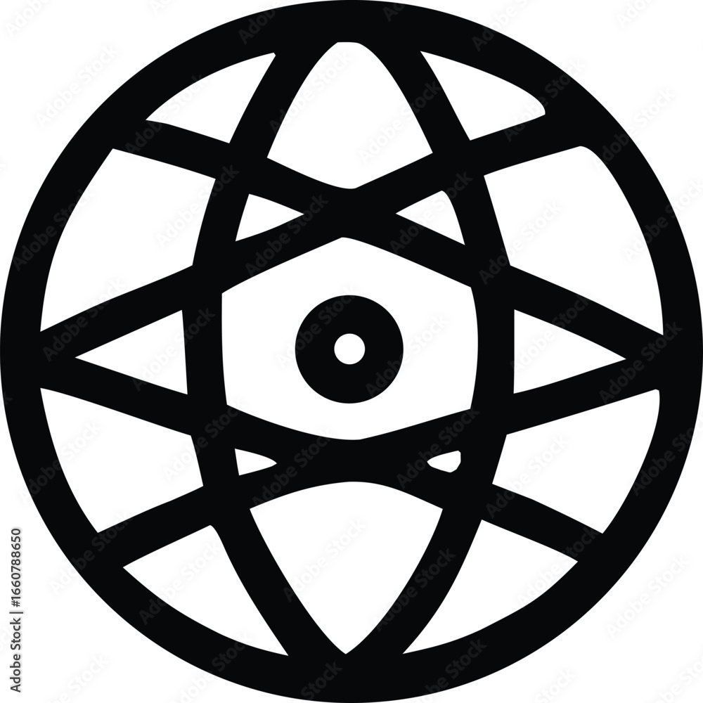 Aufkleber mystical eye symbol a black graphic design with intersecting lines forming a globe and central circl
