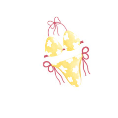 Yellow Floral Bikini Illustration
