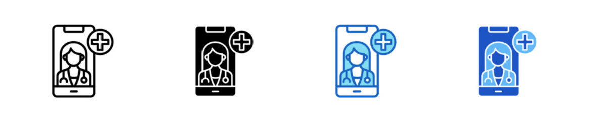 Video Call Health  Icon Set Multiple Style Collection