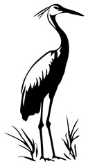 Stork Silhouette Standing Tall in Reeds