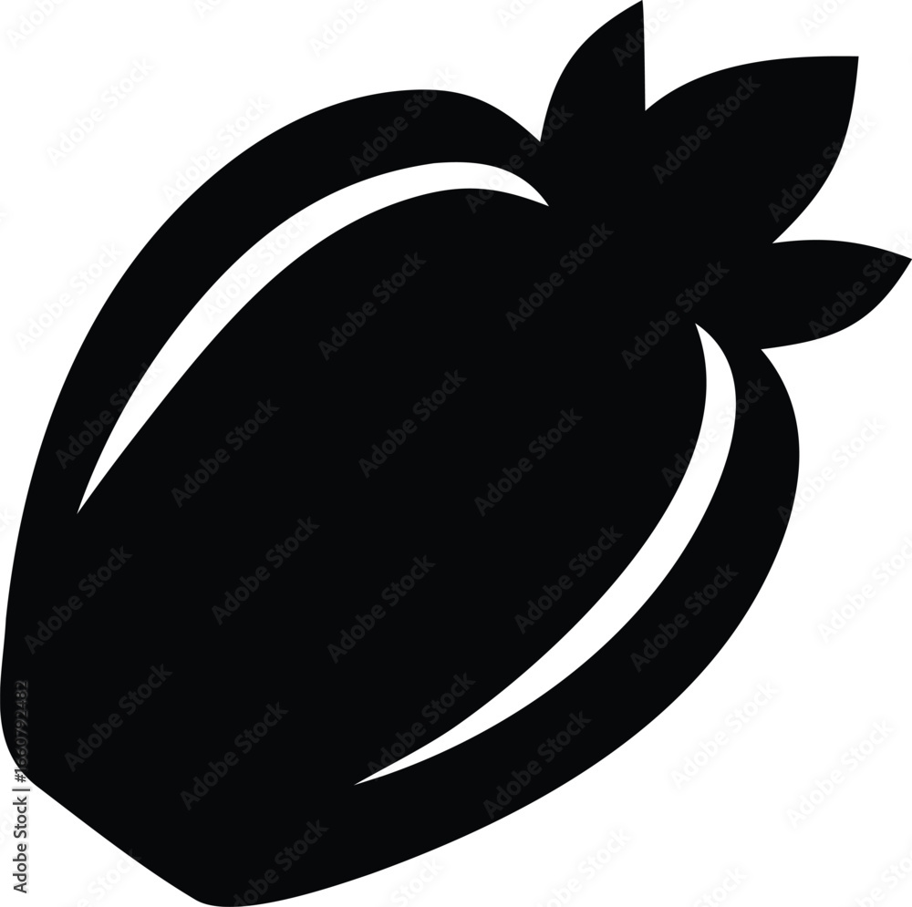 Poster simple black silhouette of a strawberry ideal for design and creative projects offering a clean and 
