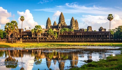 Fototapeta premium Angkor Wat Sunrise Reflection. (3)