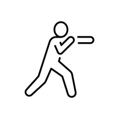 Punching person icon. Simple outline style. Boxing, hand, fitness, sport, character, energy, training, person, boxing athlete concept. Thin line symbol. Vector isolated design