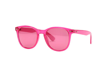Fototapeta premium Hot Pink Round Sunglasses: Summer Style Essential Isolated on Transparent Background
