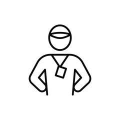 Trainer icon. Simple outline style. Personal training, gym, athletic, people, man, fitness, health, exercise, healthy, workout, sport concept. Thin line symbol. Vector isolated design