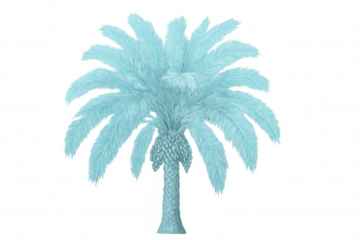 Light blue palm tree isolated on transparent background, perfect for exotic summer and tropical designs