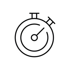 Stopwatch icon. Simple outline style. Watch, stop, clock, timer, quick, counter, time, circle, button, chronometer, sport equipment concept. Thin line symbol. Vector isolated design