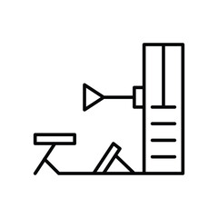 Cable row machine icon. Simple outline style. Fitness, gym, training, exercise, workout, machine, muscle, bodybuilding, equipment concept. Thin line symbol. Vector isolated design