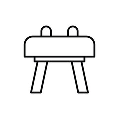 Gymnastics, vaulting horse icon. Simple outline style. Sports equipment, performing swinging movements with legs, gymnastic exercises concept. Thin line symbol. Vector isolated design