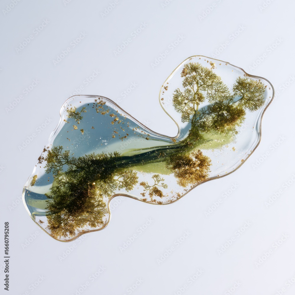 Poster abstract depictions of natural landscapes within resin creating intriguing visual textures and organ