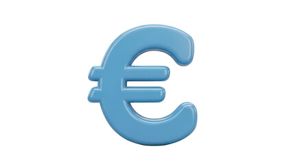 Obraz premium 3d blue euro symbol isolated on transparent background