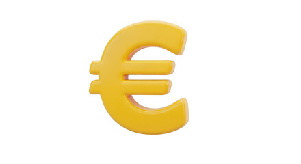Obraz premium 3d yellow euro symbol isolated on transparent background