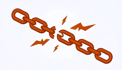 Broken Chain with Freedom, Strength, and Concept.