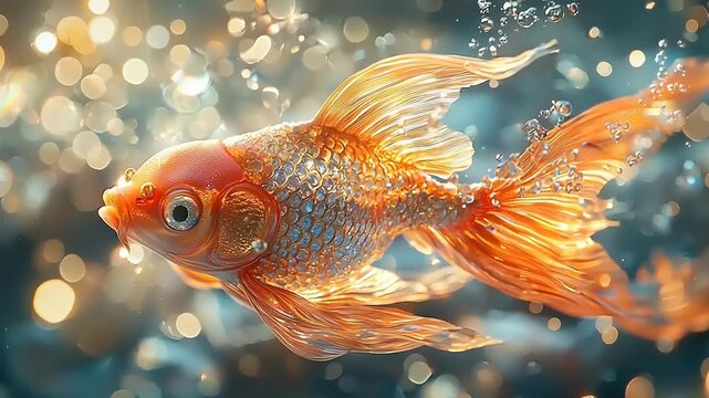 Ornamental fish in water with bokeh