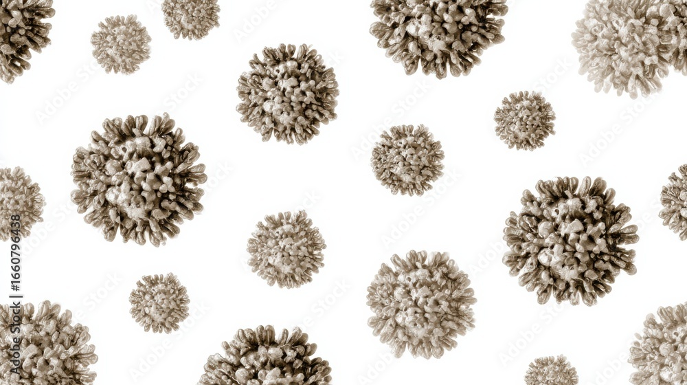 Poster detailed microbial structures on white background representing disease-causing agents in scientific 