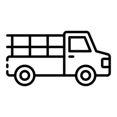 pick up truck outline icon representing vehicle for transporting farm goods
