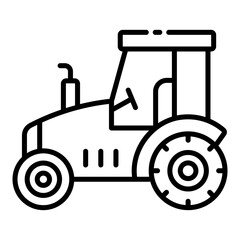 tractor outline icon used as farming vehicle for plowing and field preparation