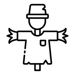 scare crow outline icon standing in agricultural field to protect crops