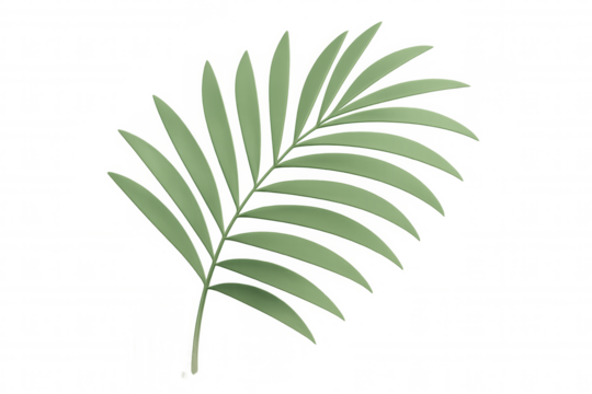 Green tropical palm leaf isolating on white, complementing summer design layouts