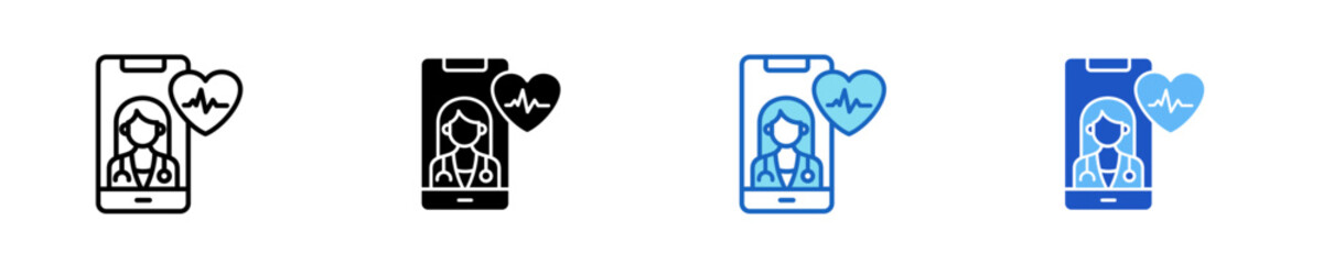 Virtual Health Coach  Icon Set Multiple Style Collection