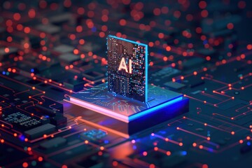 Cpu control with AI letters, High technology, electricity, data digital network