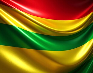 Bolivian flag with waving fabric, and red yellow green.
