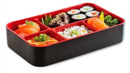 Bento box filled with various Japanese foods