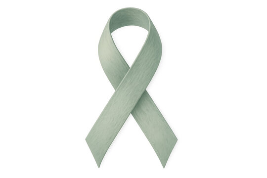 Mental health awareness ribbon in seafoam green, symbolizing support for organ donation, ptsd recovery, highlighting compassionate causes