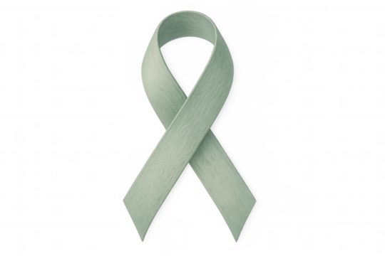 Mental health awareness ribbon in seafoam green, symbolizing support for organ donation, ptsd recovery, highlighting compassionate causes