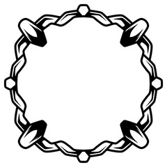 Decorative border design featuring interlinked shapes with a symmetrical arrangement, suitable for crafts