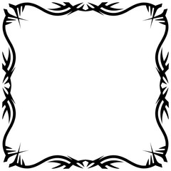 Intricate black frame design with sharp edges, ideal for artistic presentations or invitations