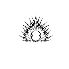 Obraz premium Intricate black tribal design featuring sharp spikes and a circular center, ideal for tattoos and graphic art