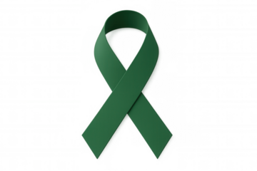 Green awareness ribbon representing mental health advocacy, solidarity with multiple causes, isolated on transparent background for versatile graphic design applications