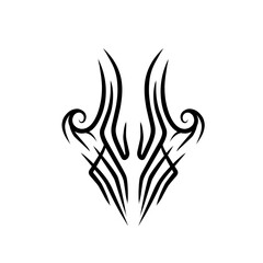 Abstract tribal design featuring sharp curves and swirls, suitable for tattoos or graphic art